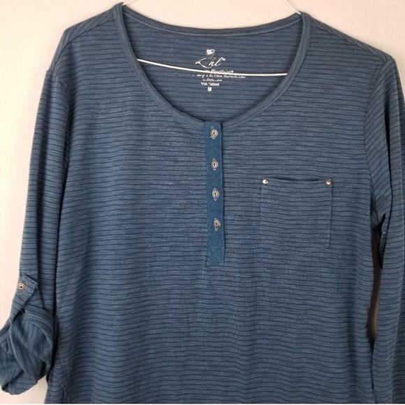 Kuhl Henley striped blue 3/4 sleeves - Picture 5 of 5